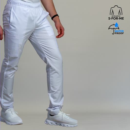 Pantalon Hombre Alviero Stretch Antifluido Blanco 5 bolsas