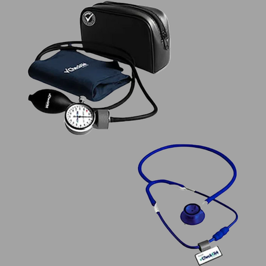 Kit Doble Popular Azul marino Baumanometro Aneroide (Incluye Estetoscopio)