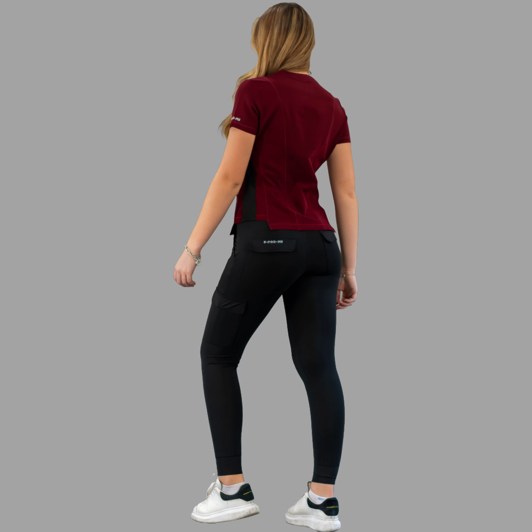 Filipina Quirúrgica Est. 301 Vino Mujer Antifluido, Costado Negro Super Stretch
