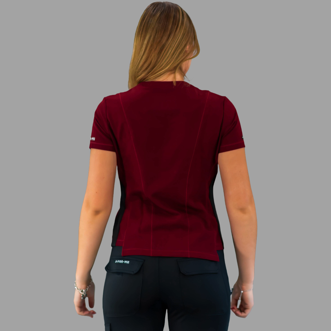 Filipina Quirúrgica Est. 301 Vino Mujer Antifluido, Costado Negro Super Stretch