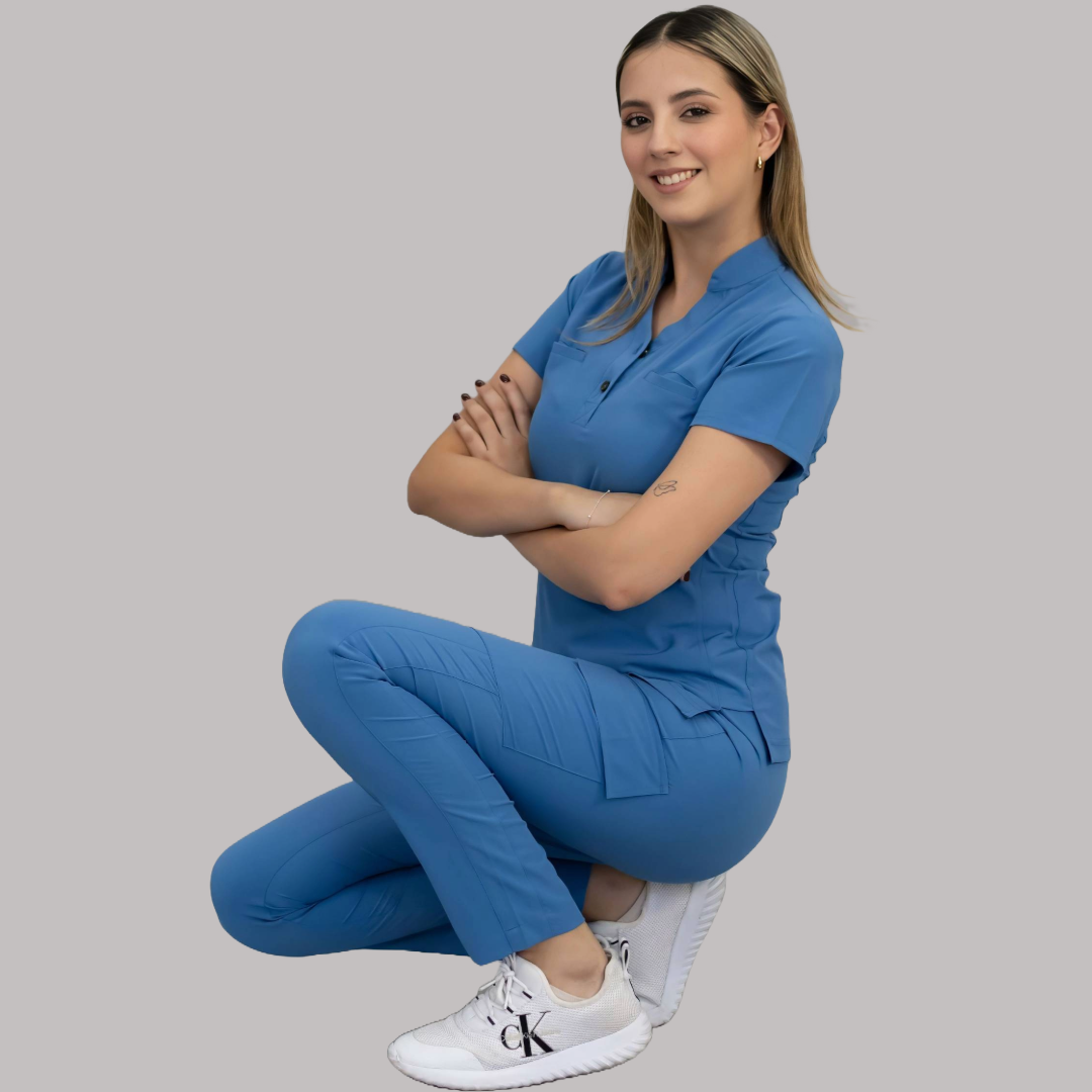 Pantalón Quirúrgico Mujer Skinny Azul Plumbago F.W, Scrubs 520