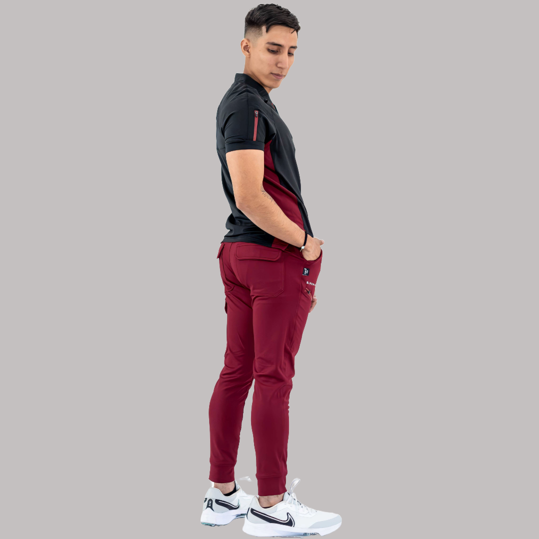 Filipina Quirúrgica Super Stretch Negra/Vino Hombre, Scrubs 905