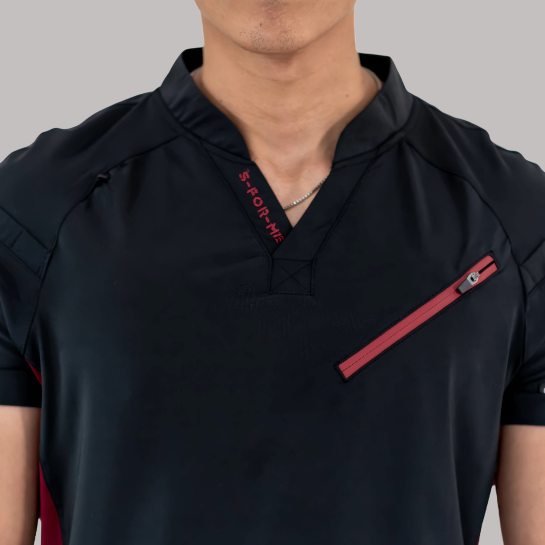 Filipina Quirúrgica Super Stretch Negra/Vino Hombre, Scrubs 905