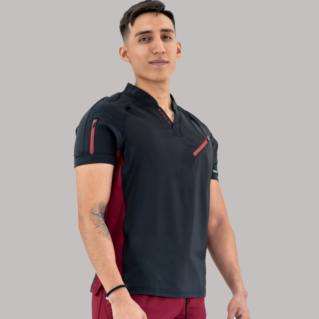 Filipina Quirúrgica Super Stretch Negra/Vino Hombre, Scrubs 905