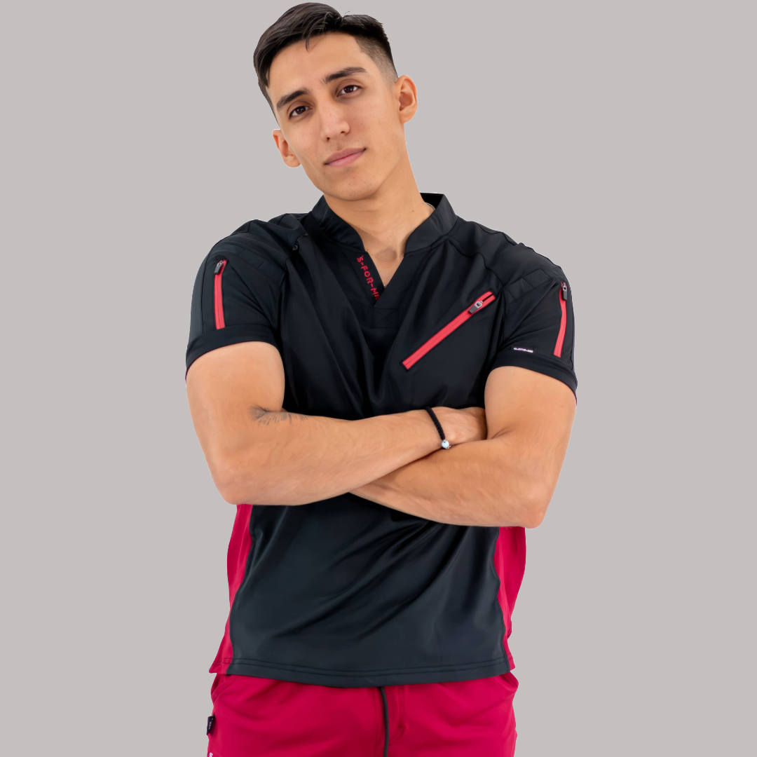 Filipina Quirúrgica Super Stretch Negra/Vino Hombre, Scrubs 905