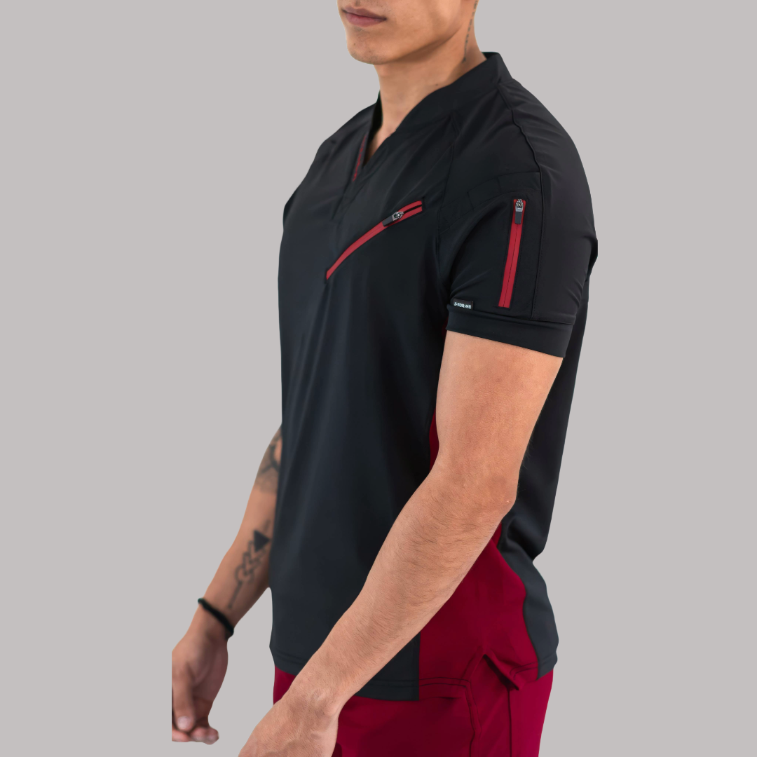 Filipina Quirúrgica Super Stretch Negra/Vino Hombre, Scrubs 905