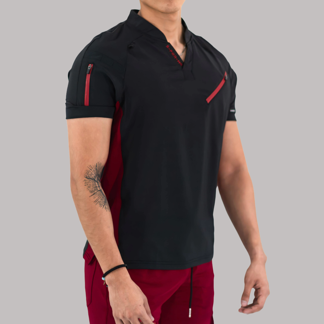 Filipina Quirúrgica Super Stretch Negra/Vino Hombre, Scrubs 905