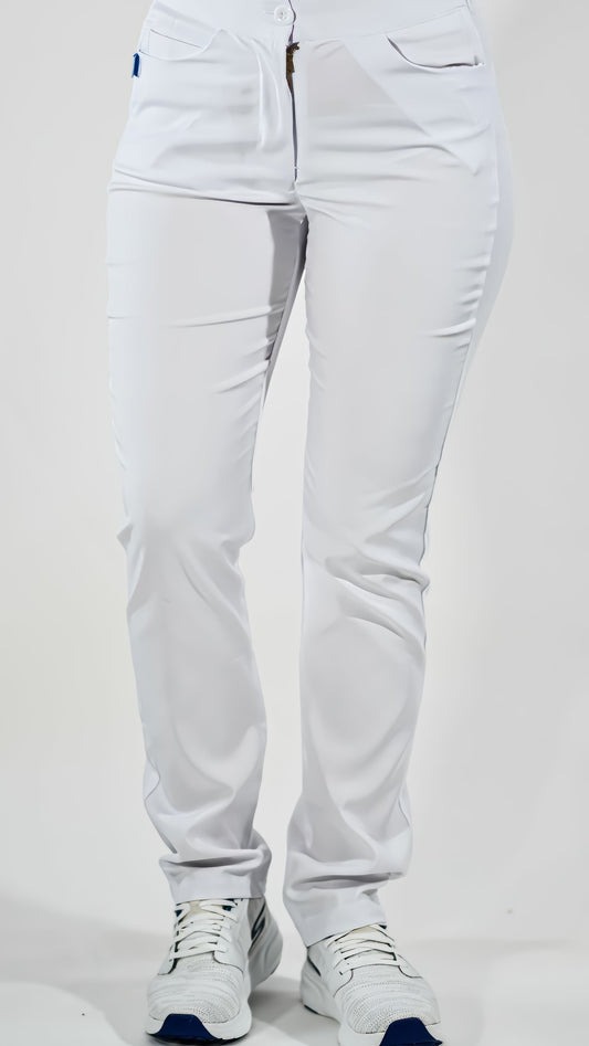 Pantalón Largo Stretch Pure White Pretina/Elástico Mujer Antifluido