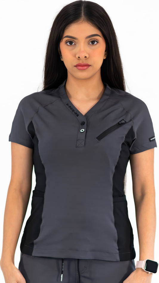 Filipina Quirúrgica Super Stretch Gris - Negro Mujer, Scrubs 905