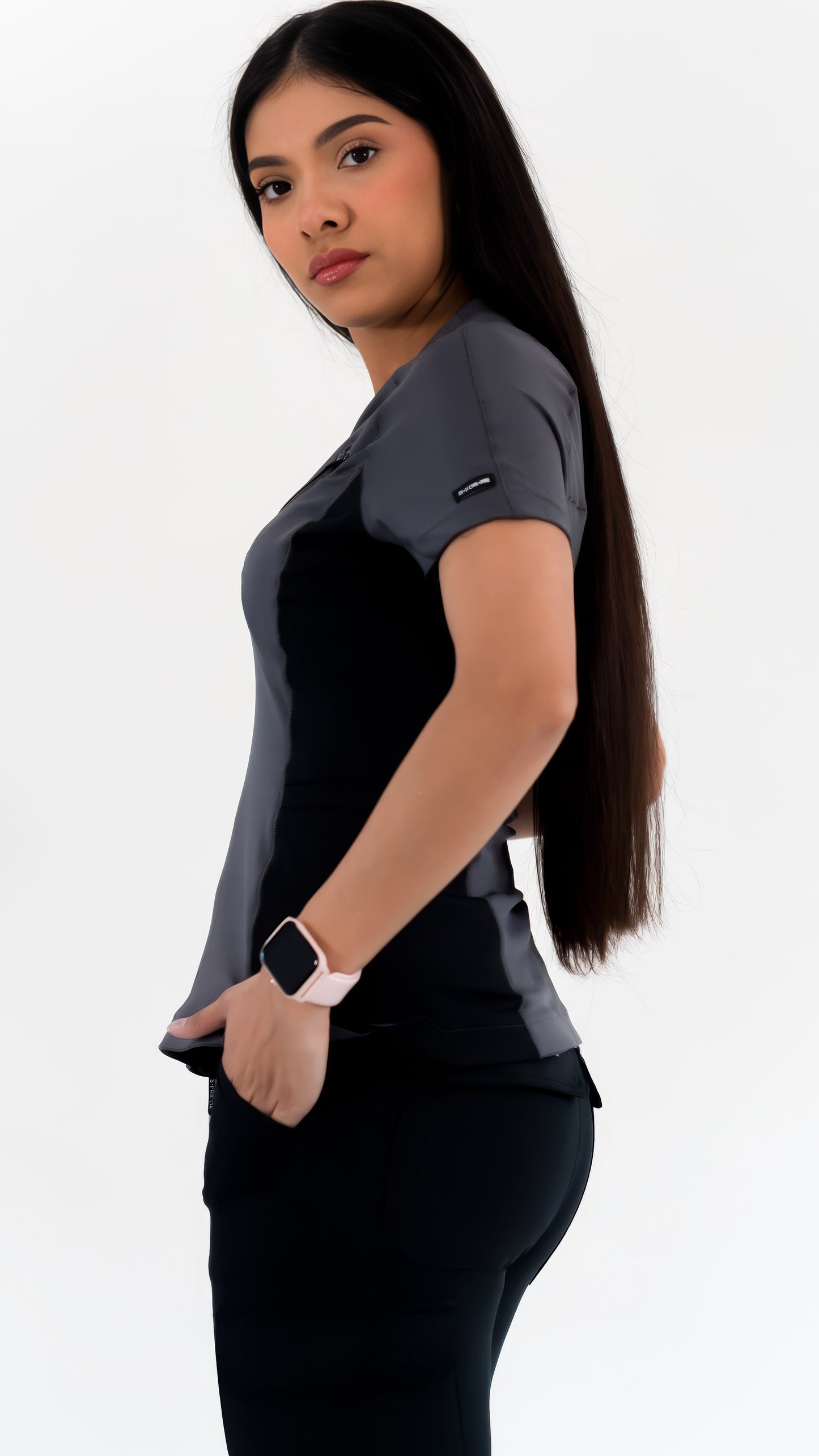 Filipina Quirúrgica Super Stretch Gris - Negro Mujer, Scrubs 905