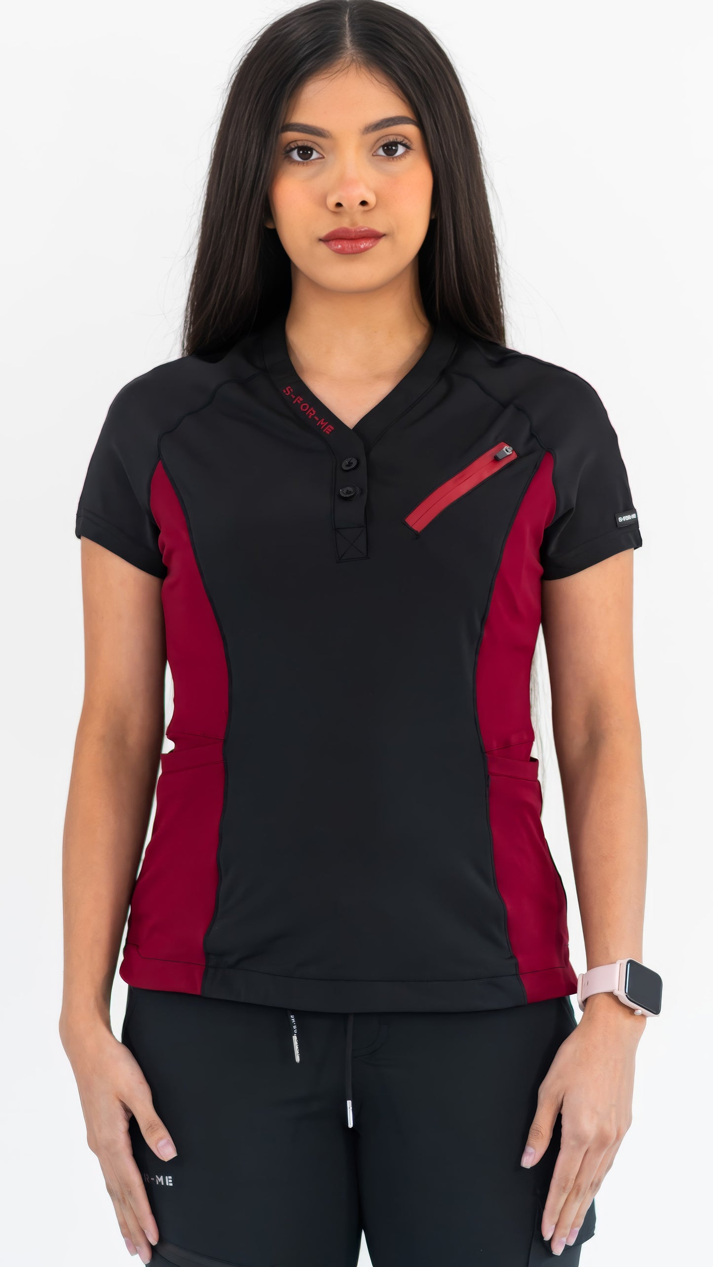 Filipina Quirúrgica Super Stretch Negra - Vino Mujer, Scrubs 905