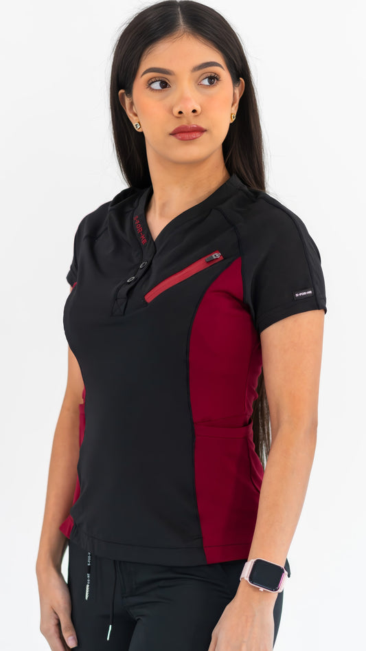 Filipina Quirúrgica Super Stretch Negra - Vino Mujer, Scrubs 905