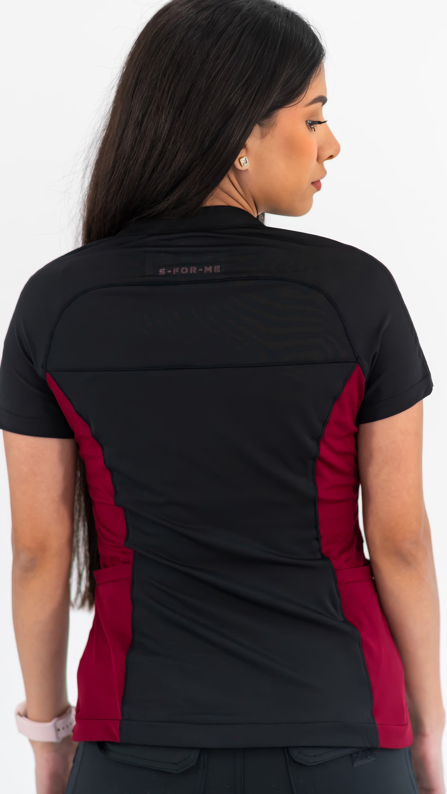 Filipina Quirúrgica Super Stretch Negra - Vino Mujer, Scrubs 905