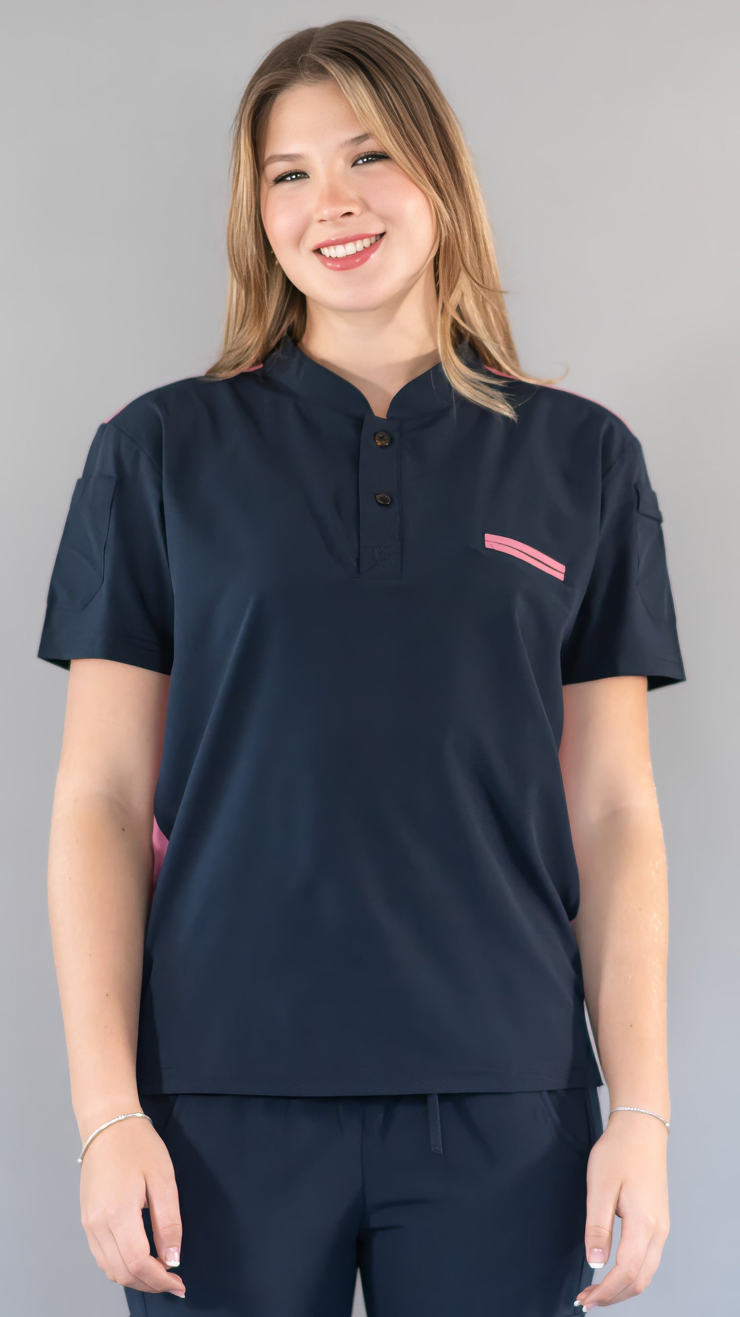 Filipina Quirúrgica Unisex Azul Mno./Rosa, Scrubs 520