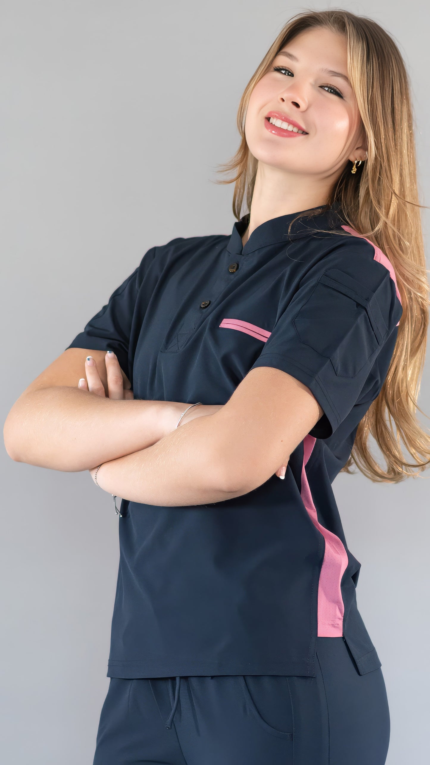 Filipina Quirúrgica Unisex Azul Mno./Rosa, Scrubs 520