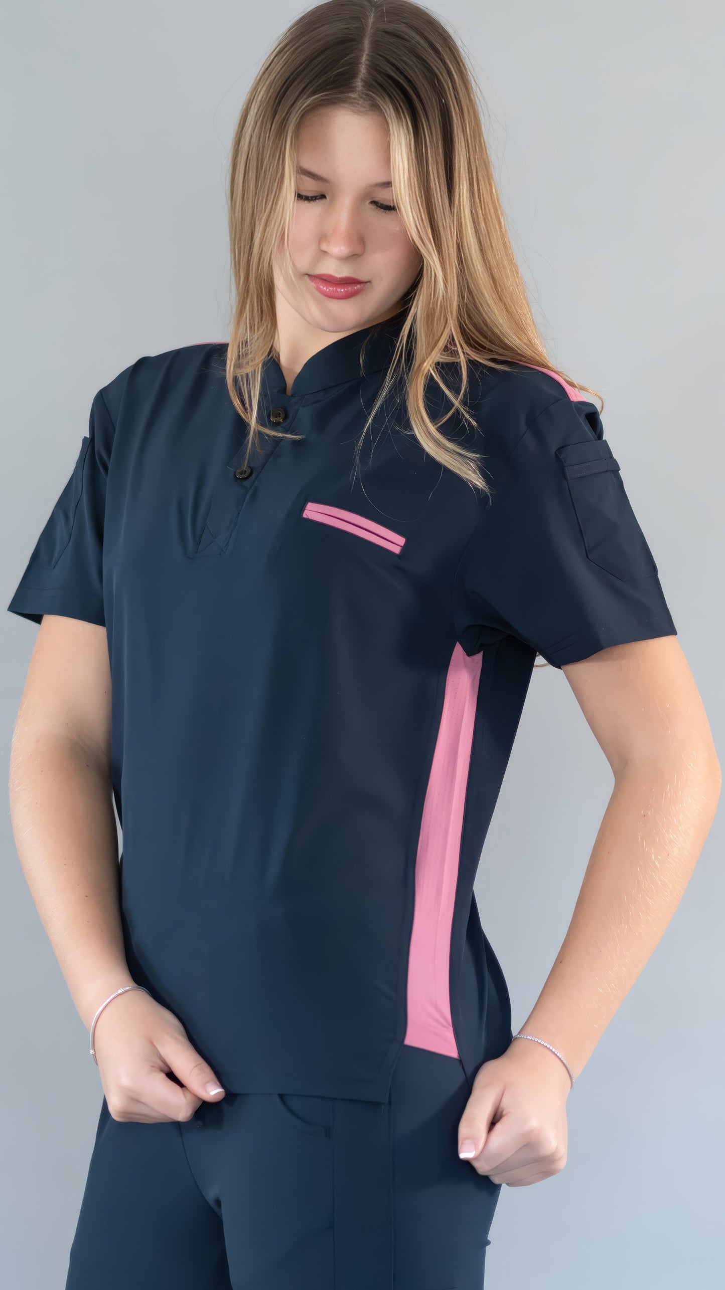 Filipina Quirúrgica Unisex Azul Mno./Rosa, Scrubs 520