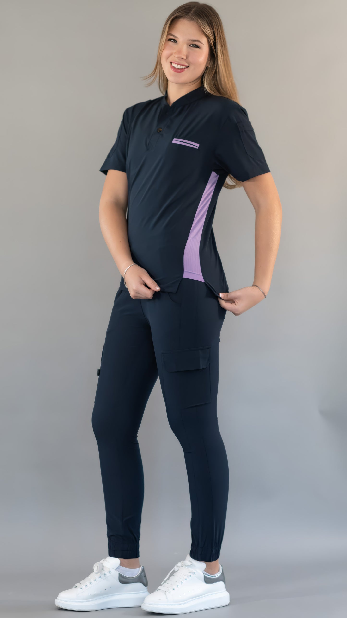 Filipina Quirúrgica Unisex Azul Mno./Lila, Scrubs 520