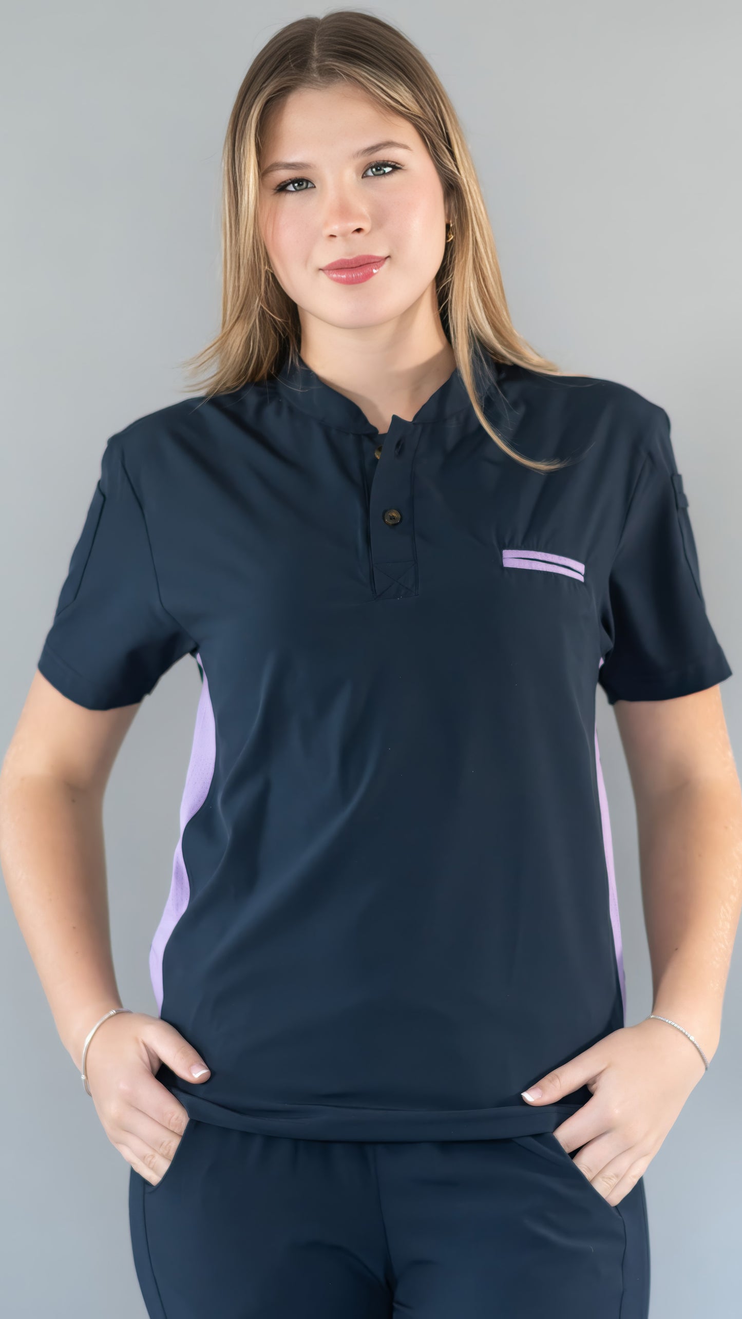 Filipina Quirúrgica Unisex Azul Mno./Lila, Scrubs 520