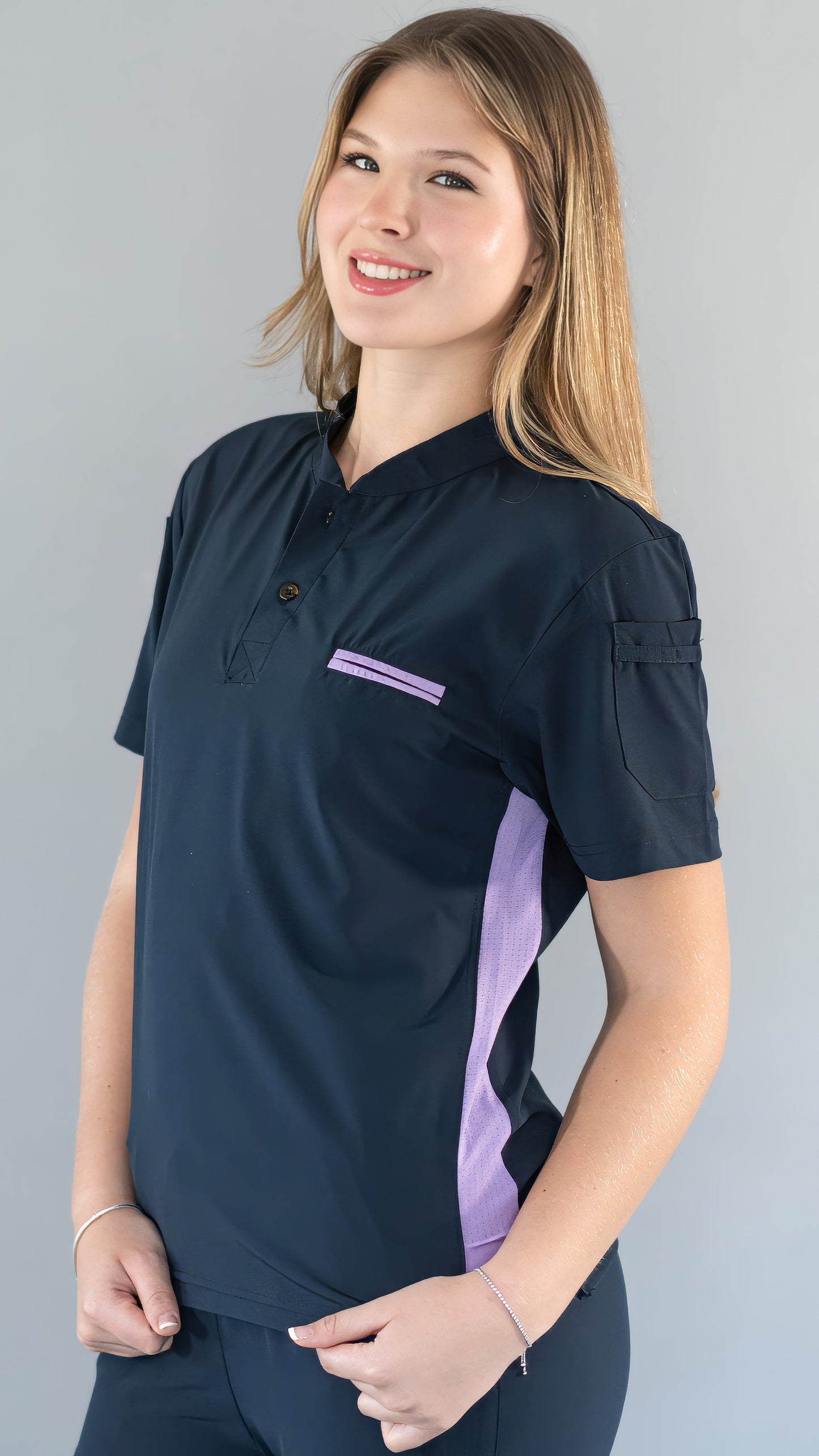 Filipina Quirúrgica Unisex Azul Mno./Lila, Scrubs 520