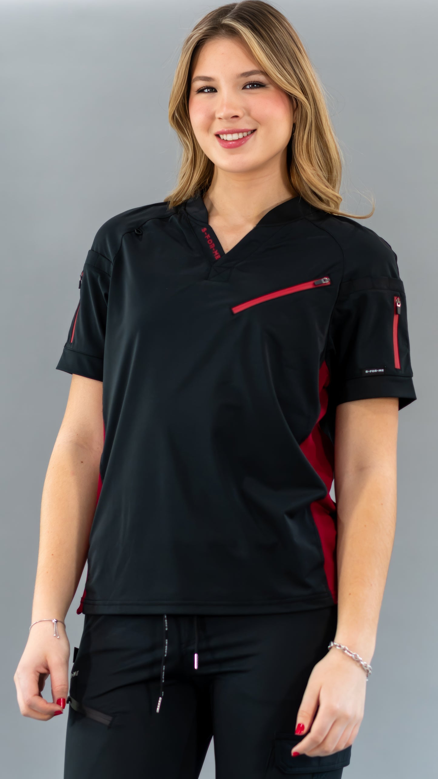 Filipina Unisex Quirúrgica Super Stretch Negro/Vino Mujer, Scrubs 905