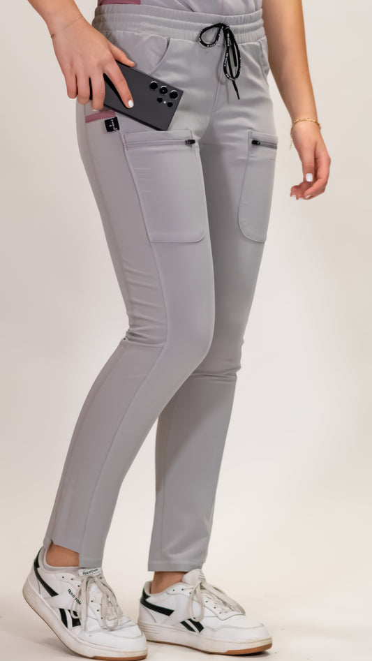 Pantalón Quirúrgico, Scrubs Antifluido Mujer 300 Gris Perla (Uniformes médicos)