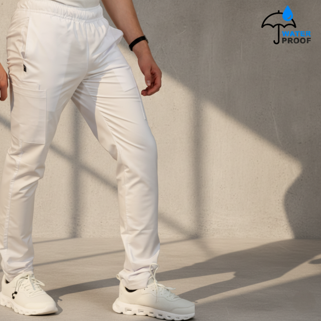 Pantalon Hombre Alviero Stretch Antifluido Blanco 5 bolsas