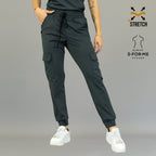 Detalle de cintura ajustable del jogger quirúrgico gris oxford mujer Estilo 910