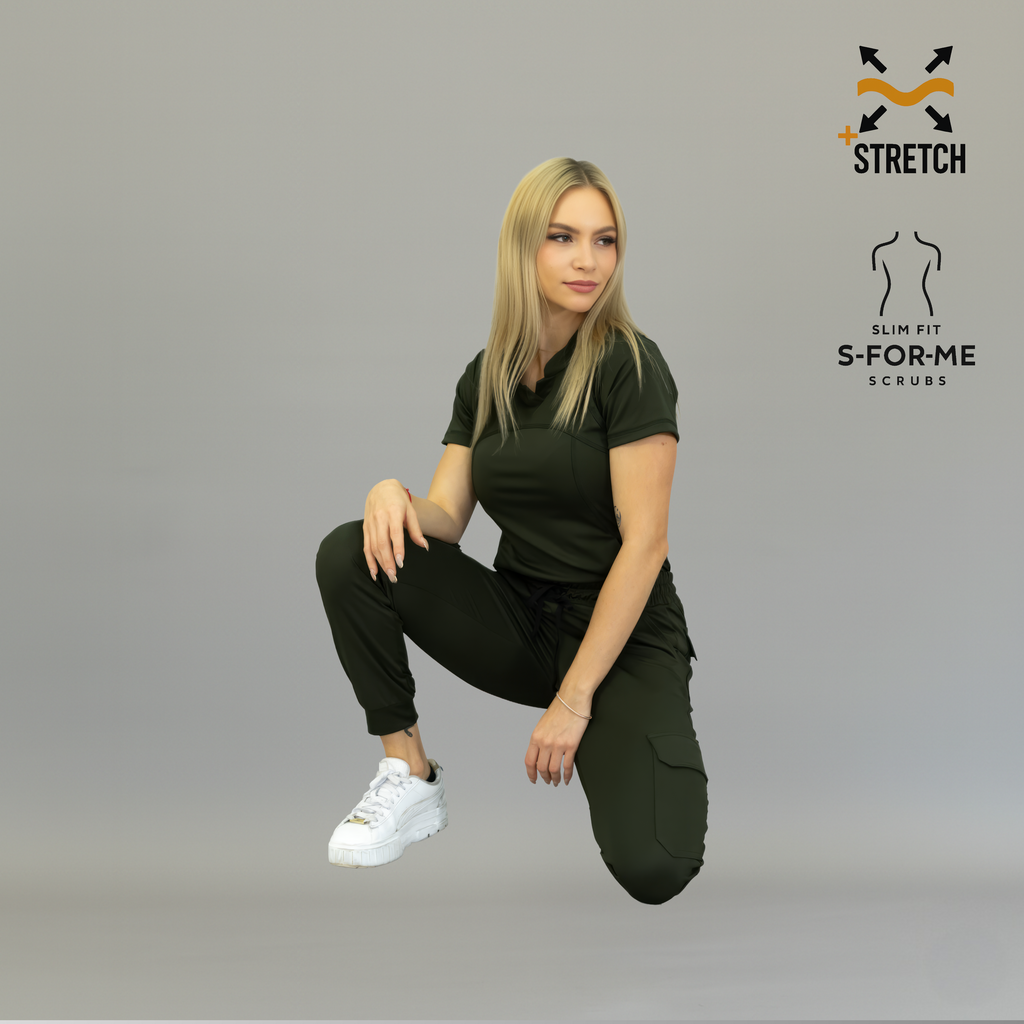 Conjunto Quirúrgico Verde Olivo para Mujer – Estilo 910 | Super Stretch Slim Fit