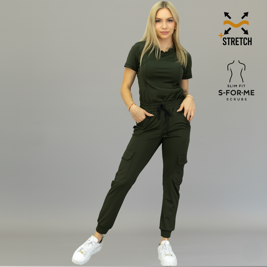 Conjunto Quirúrgico Verde Olivo para Mujer – Estilo 910 | Super Stretch Slim Fit