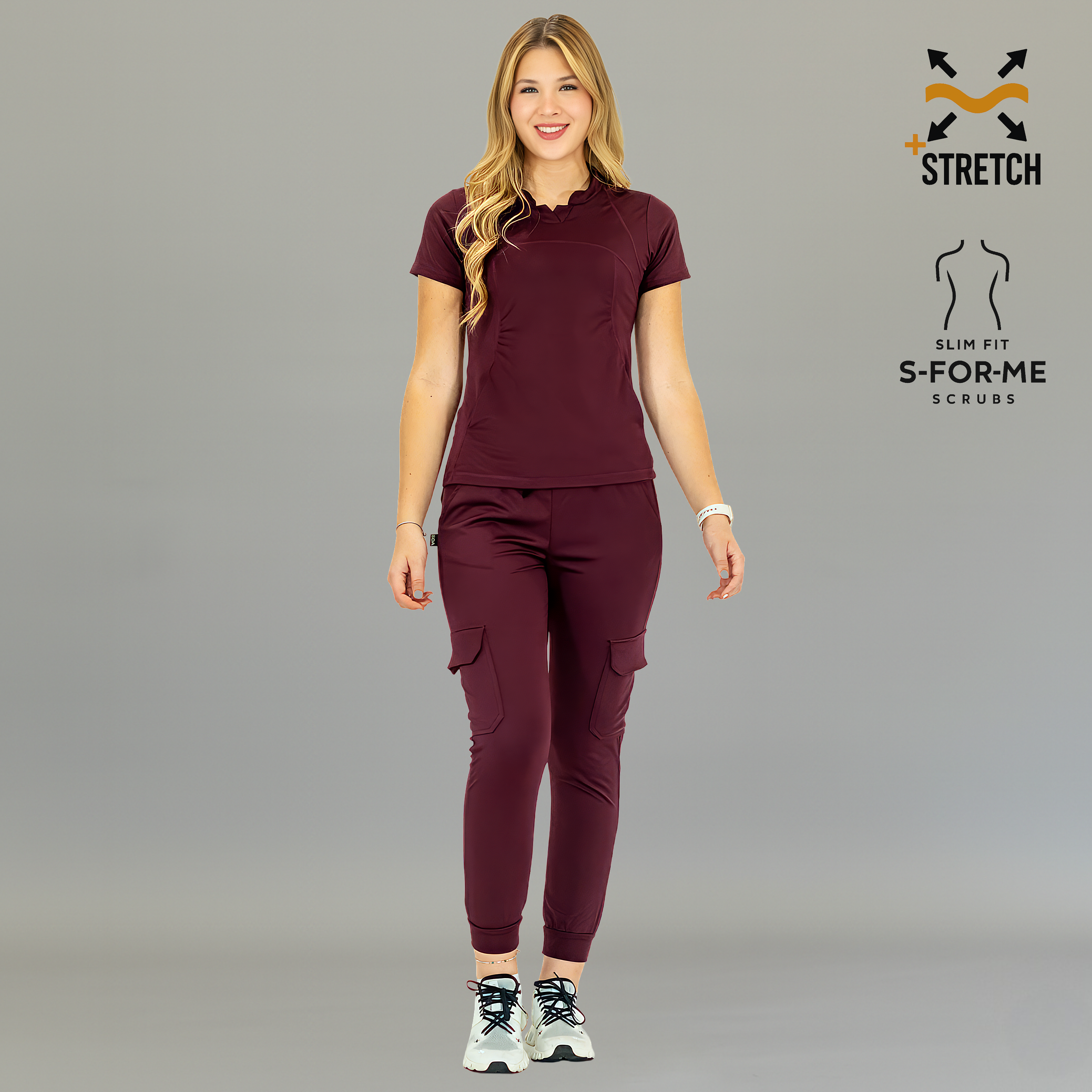 Conjunto Quirúrgico Color Vino para Mujer – Estilo 910 | Super Stretch Slim Fit
