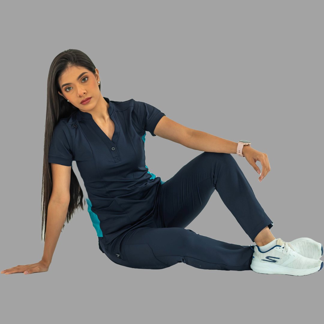 Filipina Médica para Mujer Modelo 930 Azul Marino/Teal Superstretch
