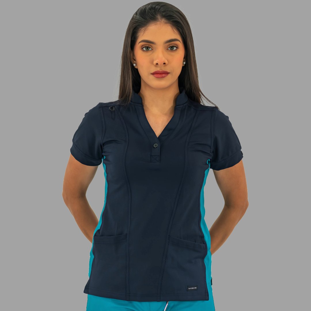 Filipina Médica para Mujer Modelo 930 Azul Marino/Teal Superstretch