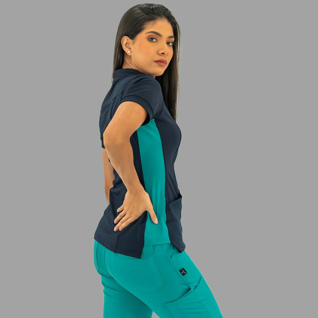 Filipina Médica para Mujer Modelo 930 Azul Marino/Teal Superstretch