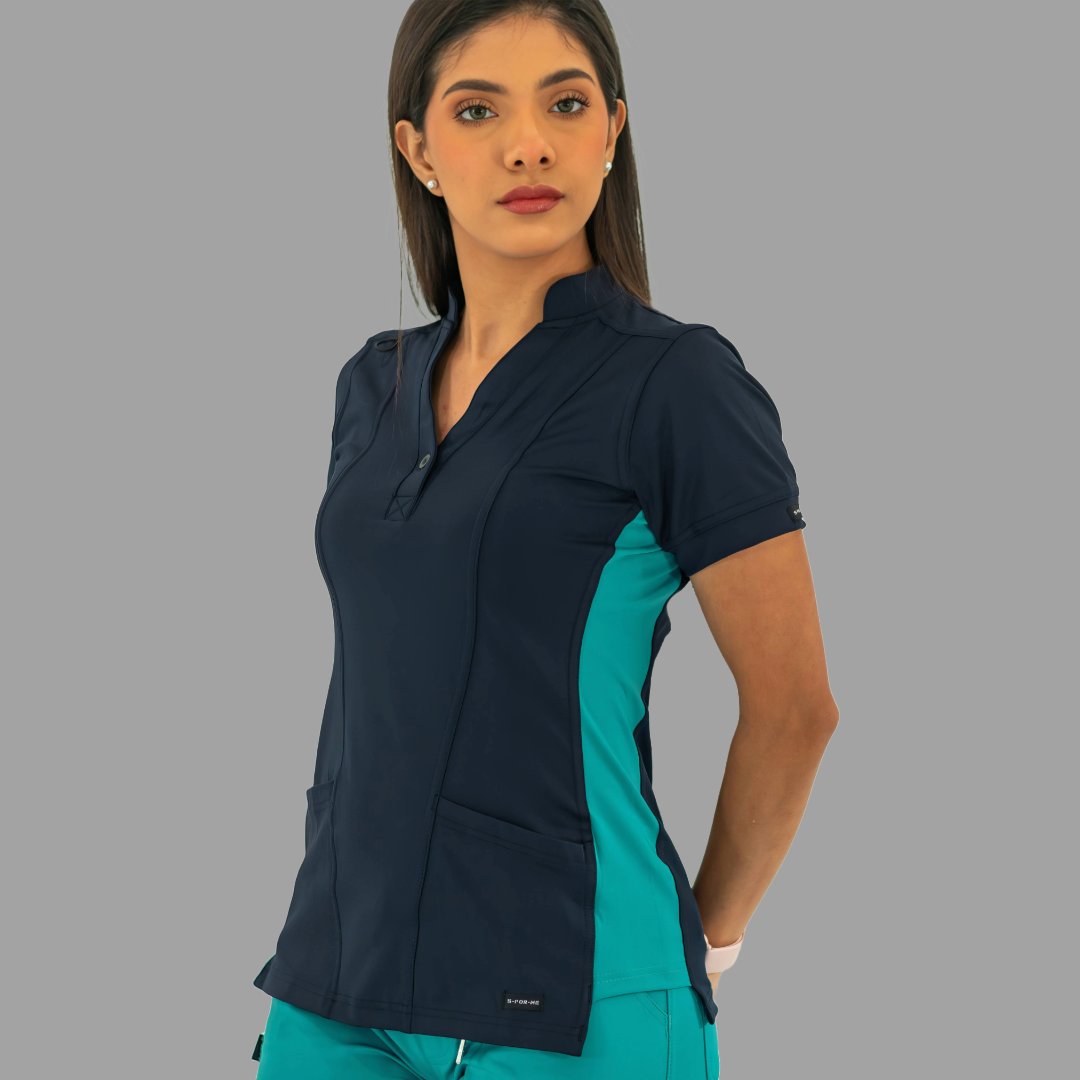 Filipina Médica para Mujer Modelo 930 Azul Marino/Teal Superstretch