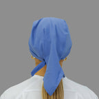 Gorro quirúrgico azul plumbago Fourways vista posterior con caída y amarre
