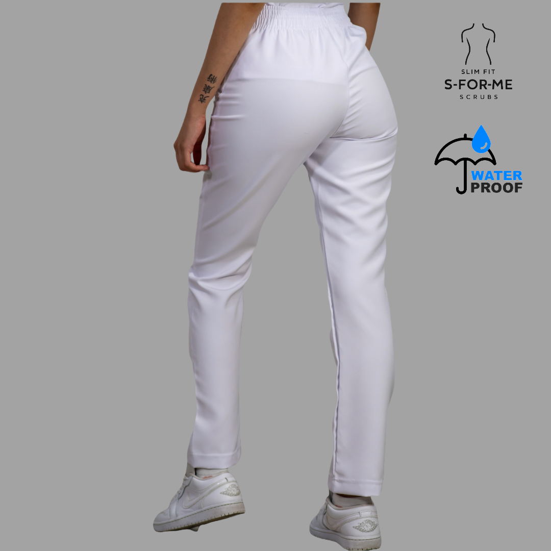 Pantalón Clínico Blanco Mujer Stretch Antifluido Pretina Elástica