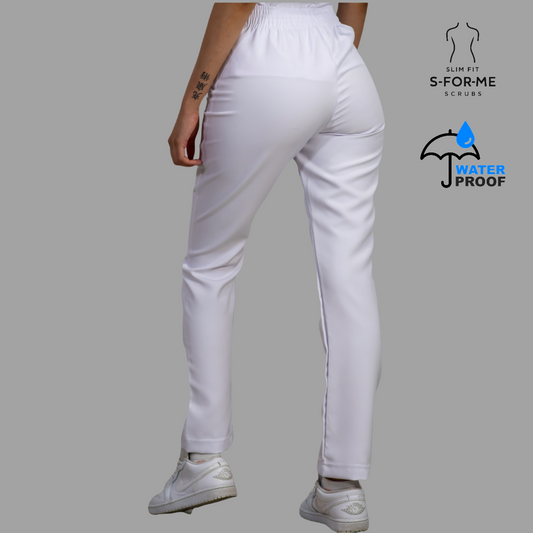 Pantalón Clínico Blanco Mujer Stretch Antifluido Pretina Elástica