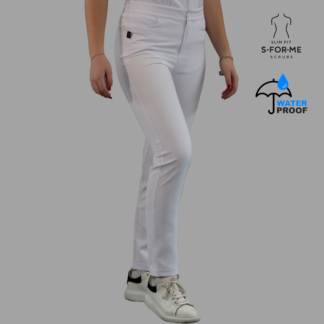 Pantalón Clínico Blanco Mujer Stretch Antifluido Pretina Elástica