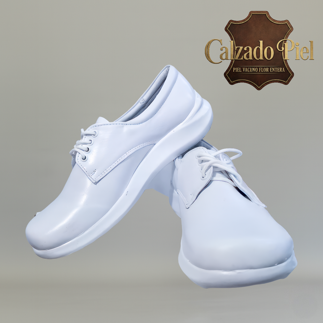 Zapatos médicos Gloria Andress 320 blancos de piel con suela PU antiderrapante