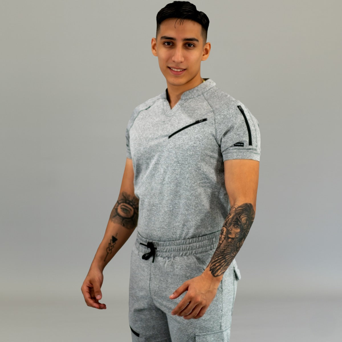 Filipina Quirúrgica Super Stretch Gris Jaspeado Hombre, Scrubs 905