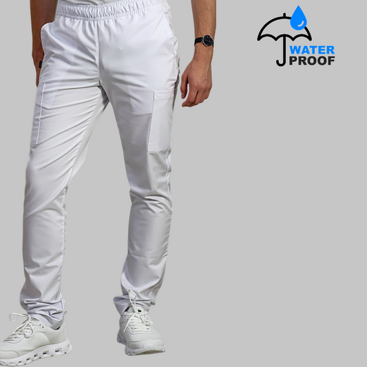 Pantalon Hombre Alviero Stretch Antifluido Blanco 5 bolsas