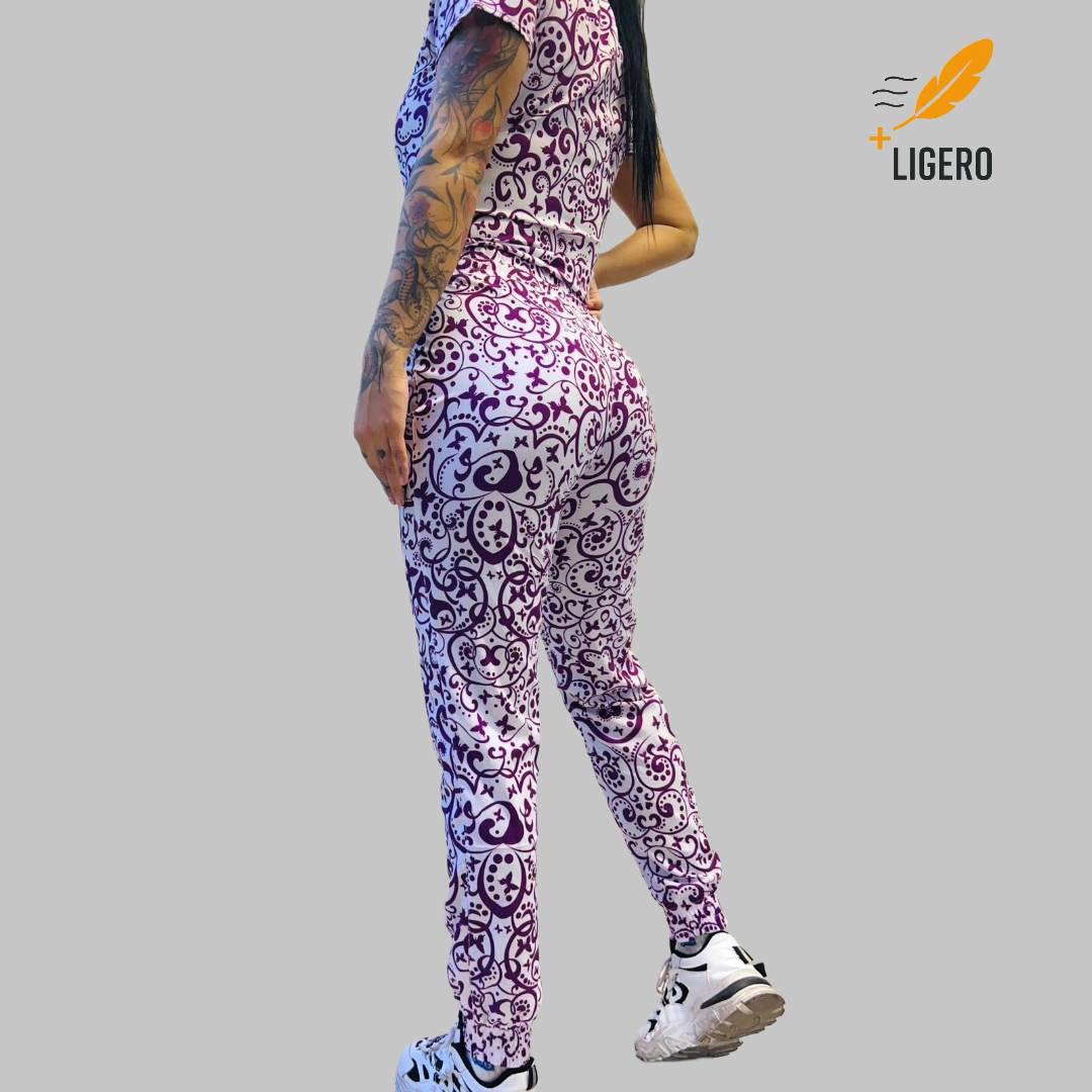 Jogger Quirúrgico Para Scrubs 2 bolsas Dama Estampado Grape Butterfly