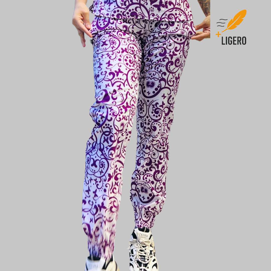 Jogger Quirúrgico Para Scrubs 2 bolsas Dama Estampado Grape Butterfly