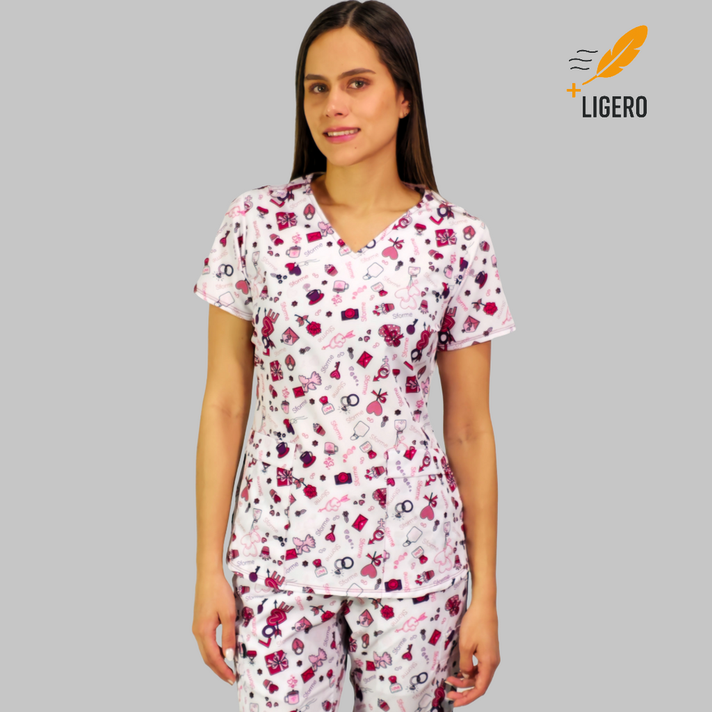 Filipina Quirurgica Estampado Love, Scrubs 600 (Uniformes Medicos)