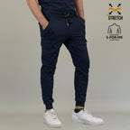 Pantalón jogger quirúrgico azul marino hombre con cintura ajustable y corte slim