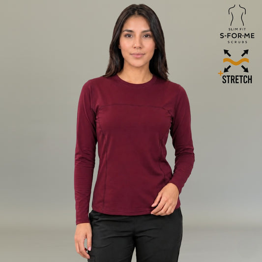 Blusa interior medica manga larga vino maroon super stretch debajo de filipina