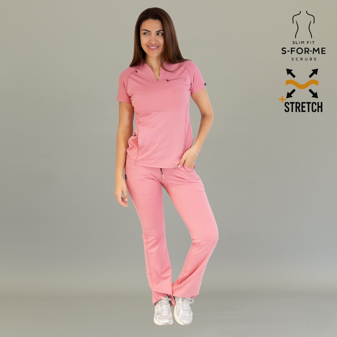 Uniforme médico palo de rosa con filipina quirúrgica 915 Super Stretch para mujer
