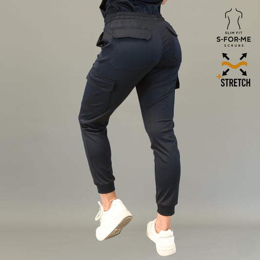 Pantalón jogger médico negro de mujer con corte moderno y tela super stretch