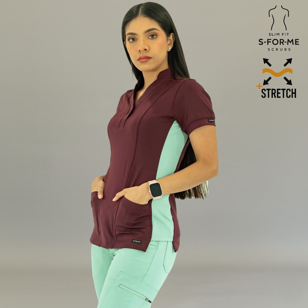 Filipina Médica para Mujer S-Forme Modelo 930 Vino/Menta Superstretch