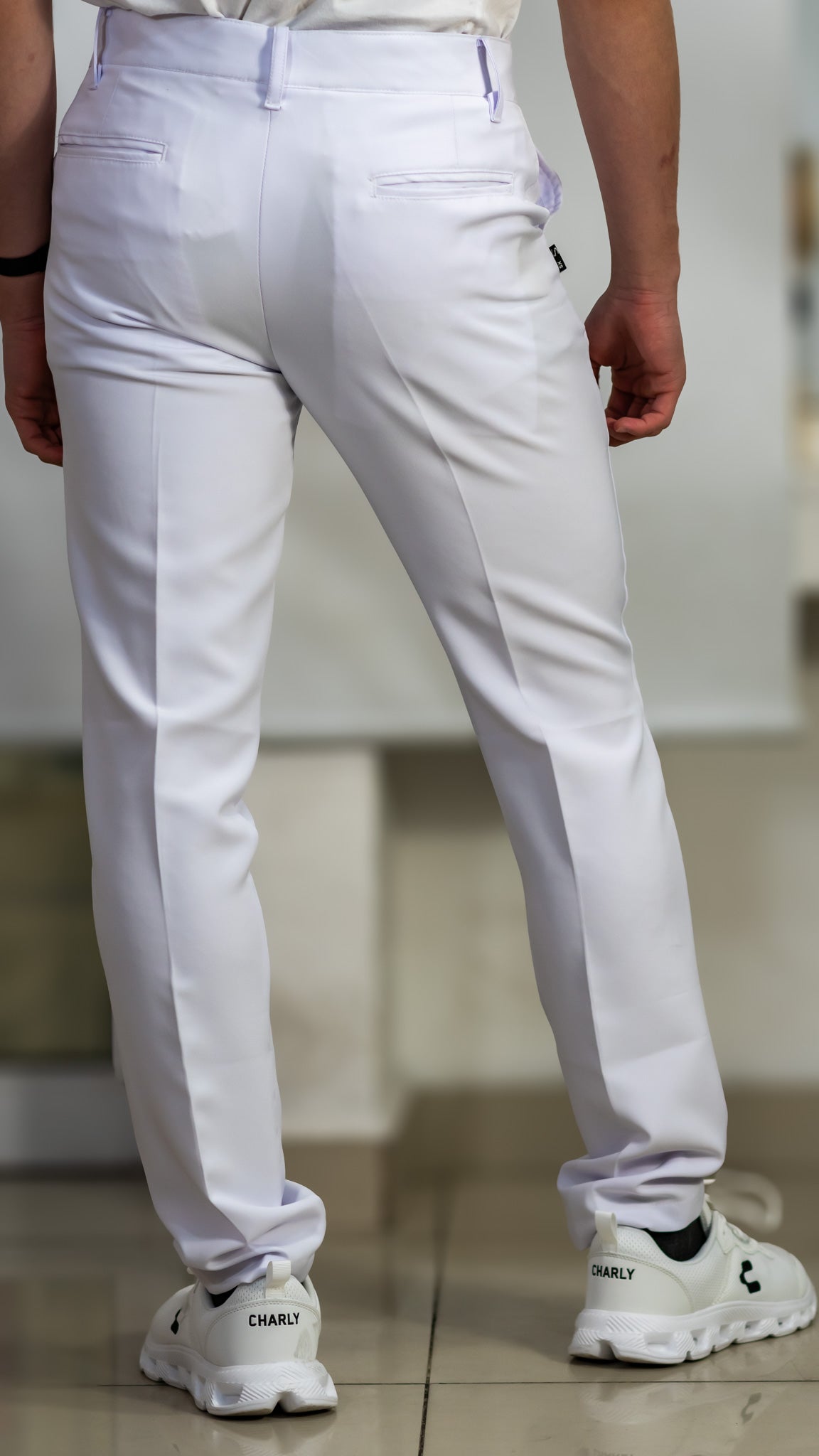 Pantalon Blanco Pretina Pure White Caballero Antifluido